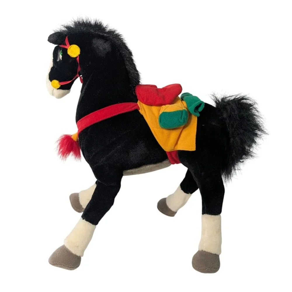 Vintage Disney Store Mulan Khan Horse Plush Stuffed Animal Black Large 17